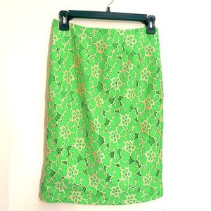 Lilly Pulitzer Hyacinth Skirt- Size 0- Green Pink Lace Floral